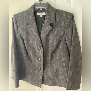 Jones Studio Charcoal Blazer with Pink Stripes